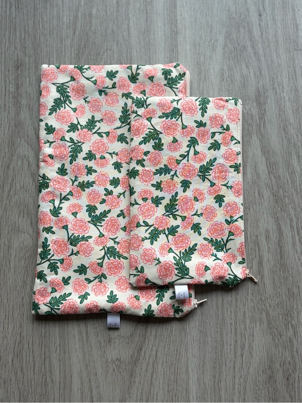 Rifle Paper Co. Cotton Floral Zipper Pouch Set, Pink